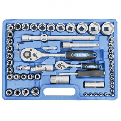 108 dalių 1/4", 1/2" galvučių ir antglių rinkinys BAUG 5