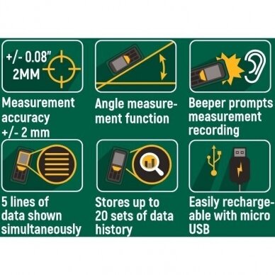 Lazerinis atstumų matuoklis SATA 0-100m 12