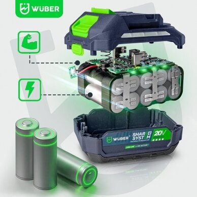Akumuliatorinis kampinis šlifuoklis WUBER 20V 19