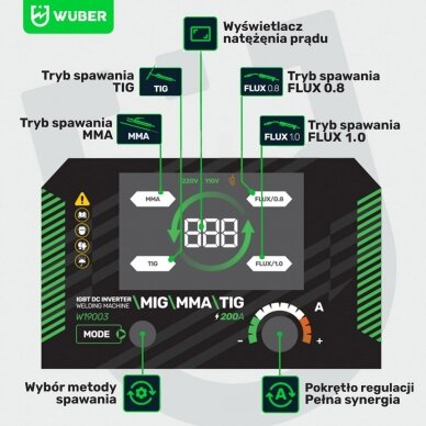 Inverterinis suvirinimo aparatas Wuber MIG FLUX MMA TIG 20